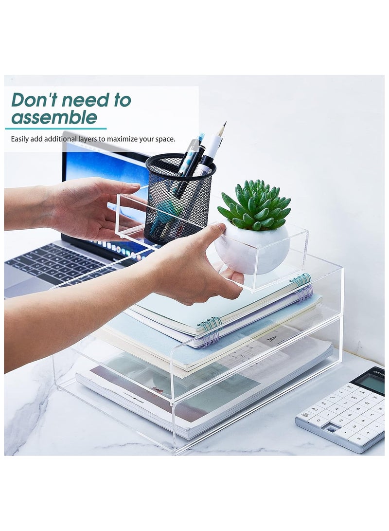 TPGP Stackable Acrylic Paper Tray - Clear Desk Organizer for Office Documents (3 Tier) - Image 4