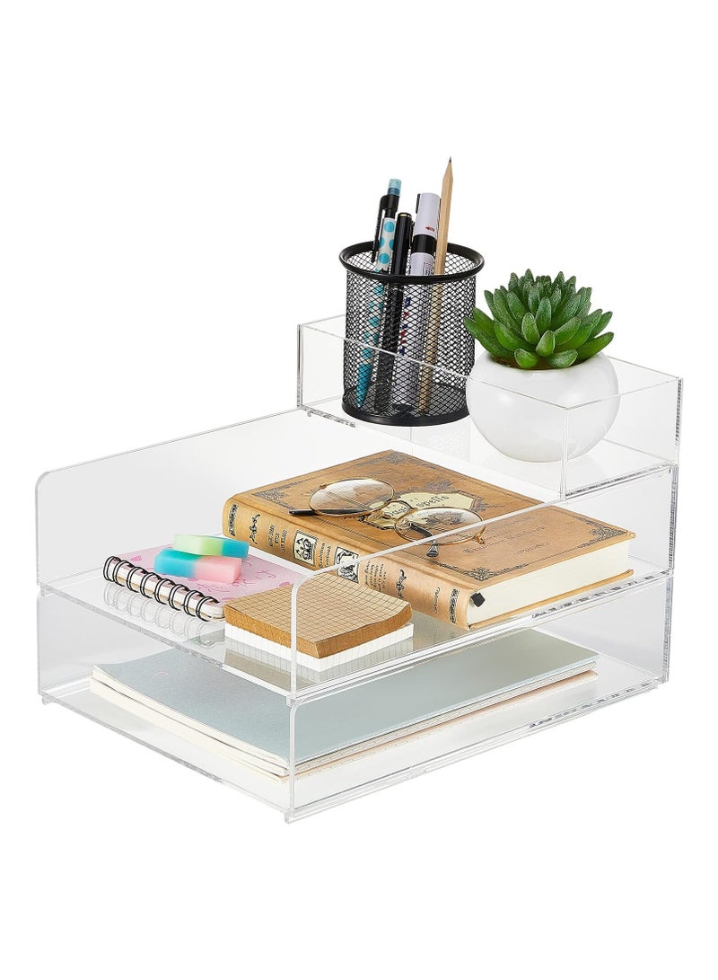 TPGP Stackable Acrylic Paper Tray - Clear Desk Organizer for Office Documents (3 Tier) - Image 1