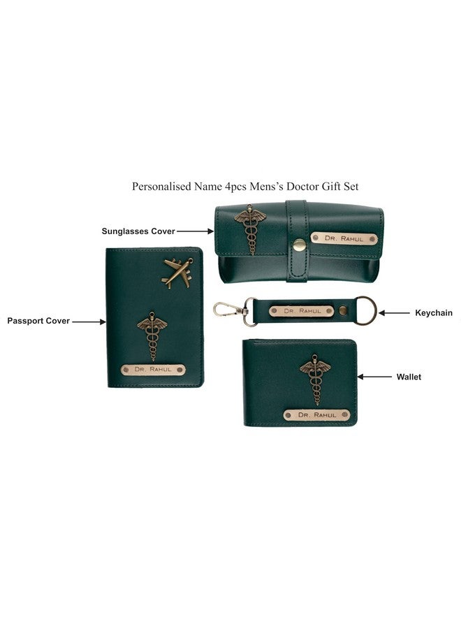 AICA Personalised Name Doctor Dr Leather Wallet Gift Set for Men (DarkGreen) - Image 3