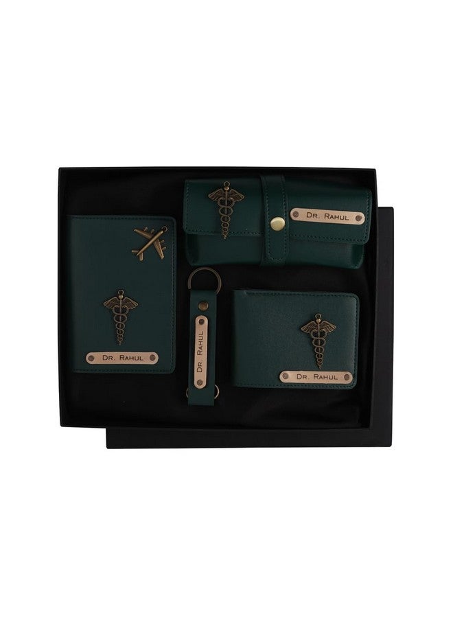 AICA Personalised Name Doctor Dr Leather Wallet Gift Set for Men (DarkGreen) - Image 2