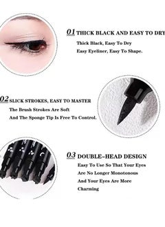 QIC 2 in 1 Jewel Light Eyeliner Pencil Eyeliner Stamp Waterproof Liquid Eyeliner Set Liquid Double Head Eyeliner Long Lasting Make Up Set Speedy and Easy Double Eyeliner Pencil 07  - Image 2