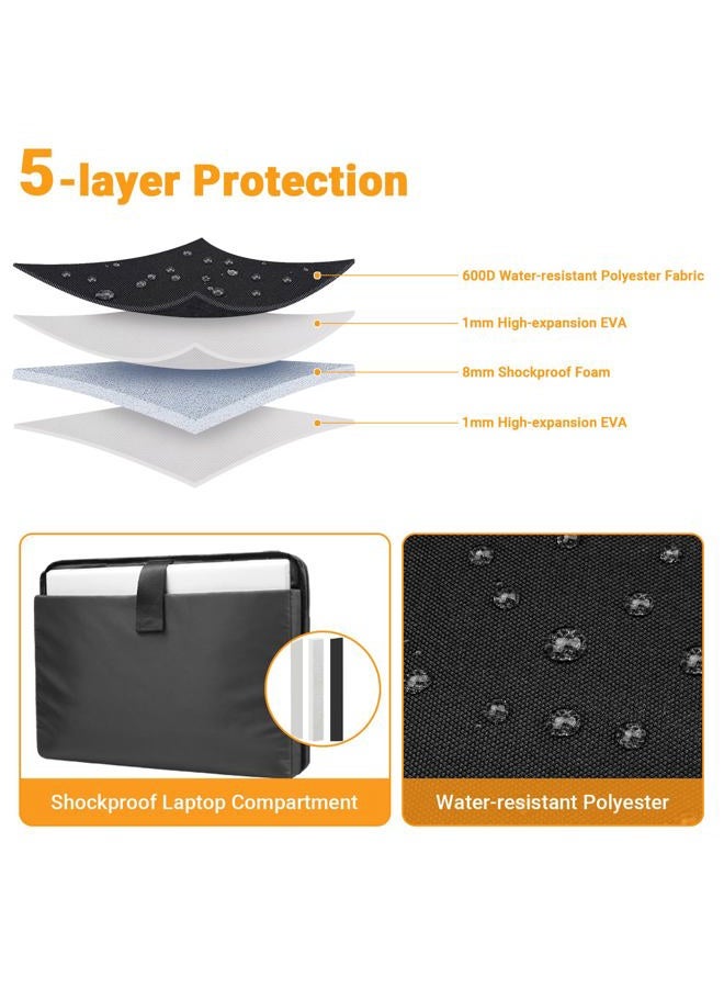 ZYB Laptop Bag 15 15.6 16 Inch Laptop Briefcase Waterproof Laptop Sleeve Shoulder Bag with Handle for 15-16 Inch Lenovo Thinkpad Ideapad HP Acer Dell ASUS,2019-2023 Mac Pro 16 M3-M1,Nero - Image 4