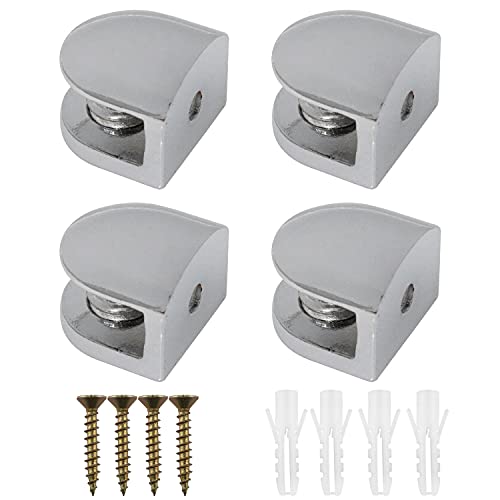 CHENJIN 4PCS Adjustable Frameless Rectangle Glass Shelf Holders Support Mirror Bracket Clamps Shelf Clip with Screws and Anchors for 3-8mm Glass Acrylic Wood - Image 1