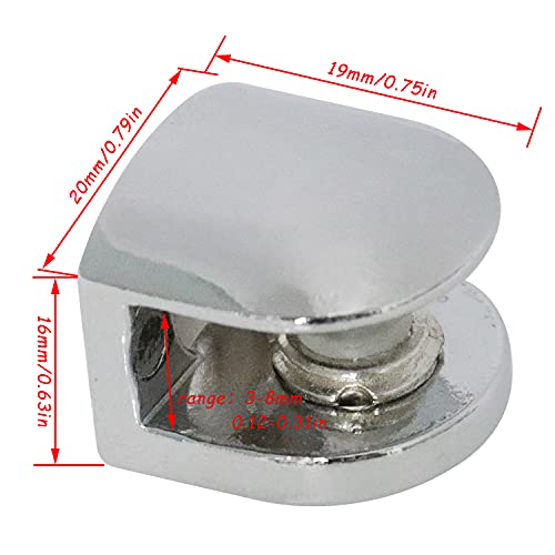 CHENJIN 4PCS Adjustable Frameless Rectangle Glass Shelf Holders Support Mirror Bracket Clamps Shelf Clip with Screws and Anchors for 3-8mm Glass Acrylic Wood - Image 2