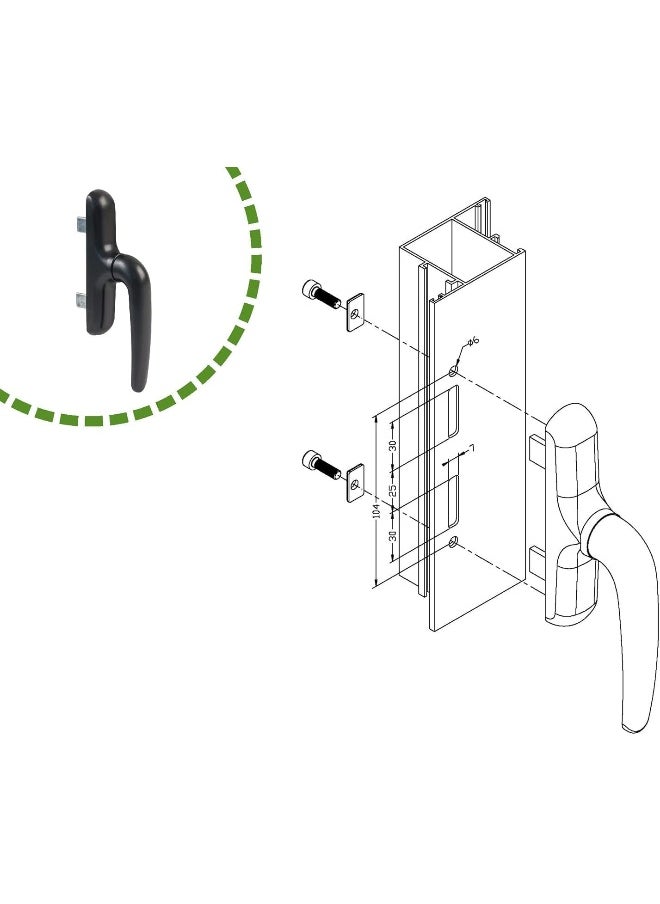 Biella Window Handle | Universal Locking Mechanism Aluminium Window Door Handle, Ideal For Home, Office, Interior And Exterior Use (Black)  - Image 3