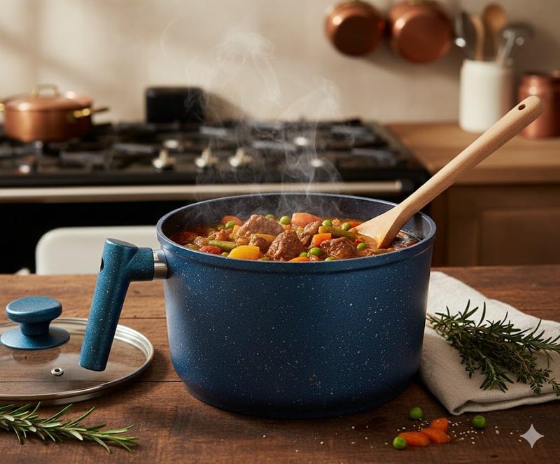 PREMIUM 20cm Granite Milk Pot Deep Non-Stick Saucepan with Glass Lid & Heat-Resistant Handle Multi-Color Induction Safe - Image 4