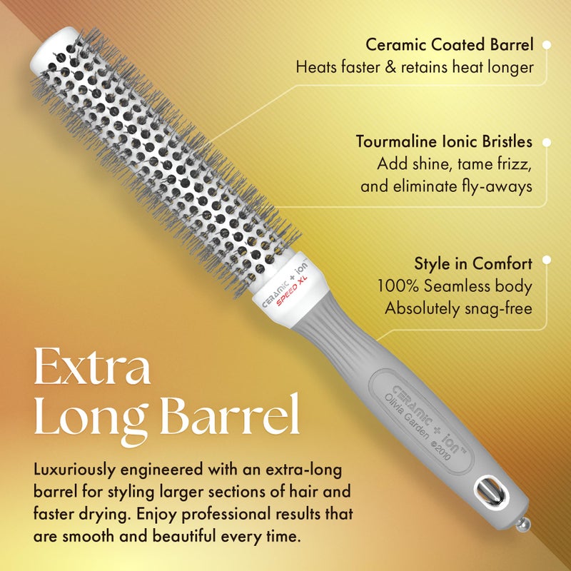 Olivia Garden Ceramic + Ion Speed XL - Extra-Long Round Thermal Hair Brush - Not Electrical - Professional Blowout Brush for Normal to Thick Hair - 1"- Diameter Barrel - CIXL-25 - Image 3