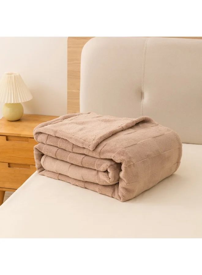 Home Box Cloud Sculpted Rabbit Fur Single-Layer Queen Blanket 200 x 220 cm