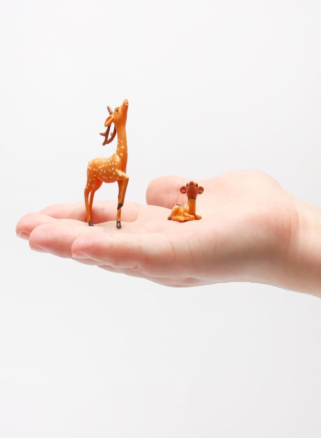 Exasinine 12 Pcs Mini Deer Figurines Forest Animal Figurines Woodland Animals Creatures Miniature Deer for Crafts Fairy Garden Supplies Cake Toppers - Image 3
