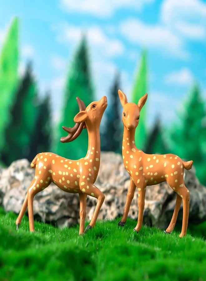 Exasinine 12 Pcs Mini Deer Figurines Forest Animal Figurines Woodland Animals Creatures Miniature Deer for Crafts Fairy Garden Supplies Cake Toppers - Image 4