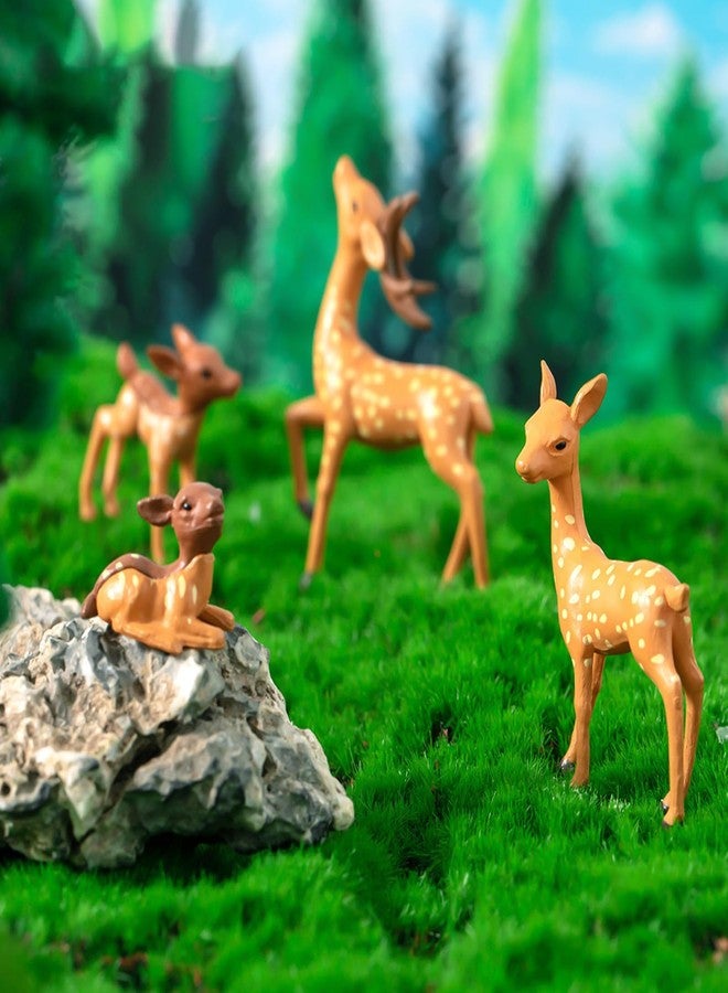 Exasinine 12 Pcs Mini Deer Figurines Forest Animal Figurines Woodland Animals Creatures Miniature Deer for Crafts Fairy Garden Supplies Cake Toppers - Image 5