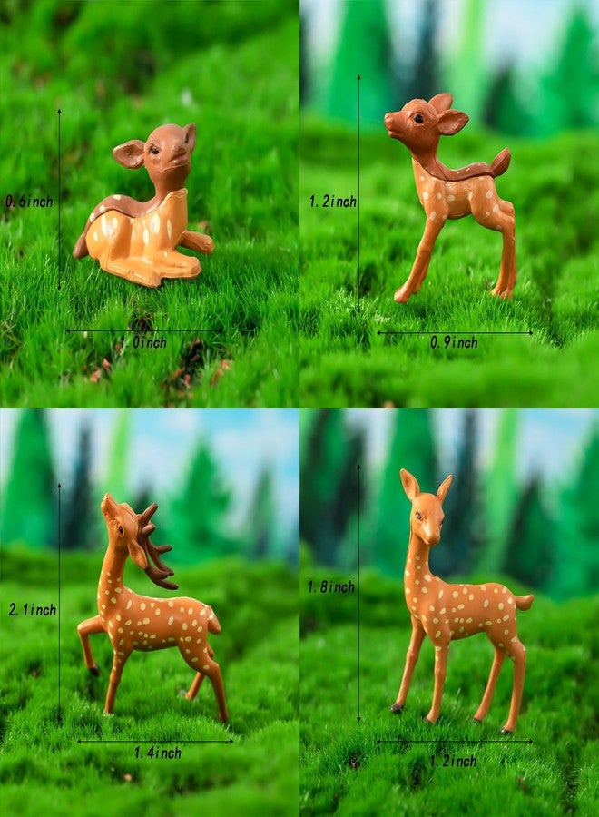 Exasinine 12 Pcs Mini Deer Figurines Forest Animal Figurines Woodland Animals Creatures Miniature Deer for Crafts Fairy Garden Supplies Cake Toppers - Image 2