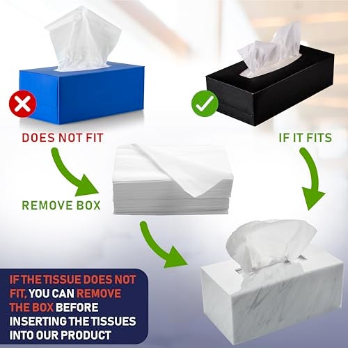 Dasher Products Acrylic Tissue Box Holder, Clear Dispenser for Facial Tissues, Napkins, and Dryer Sheets. Perfect for Bathrooms, Desks, Countertops, Vanities, Bedrooms, and Nightstands (Rectangle, Marble) - Image 5