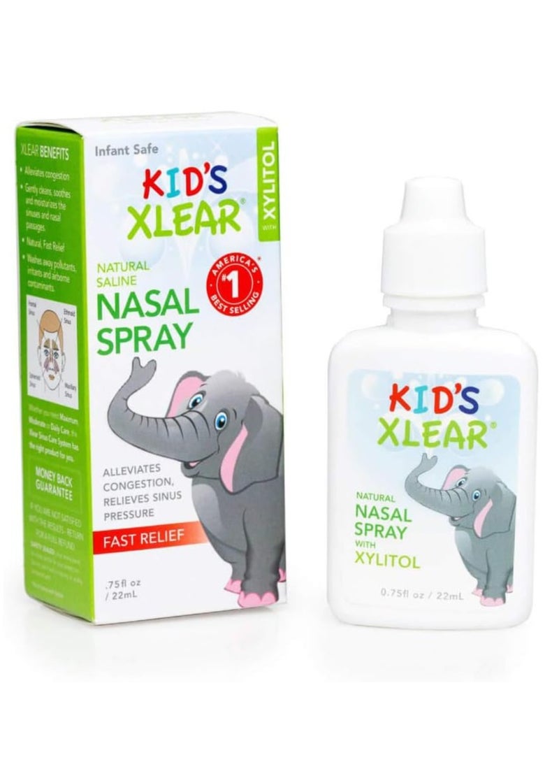 بخاخ الأنف الملحي للأطفال من Xlear - 75 أونصة سائلة (22 مل)