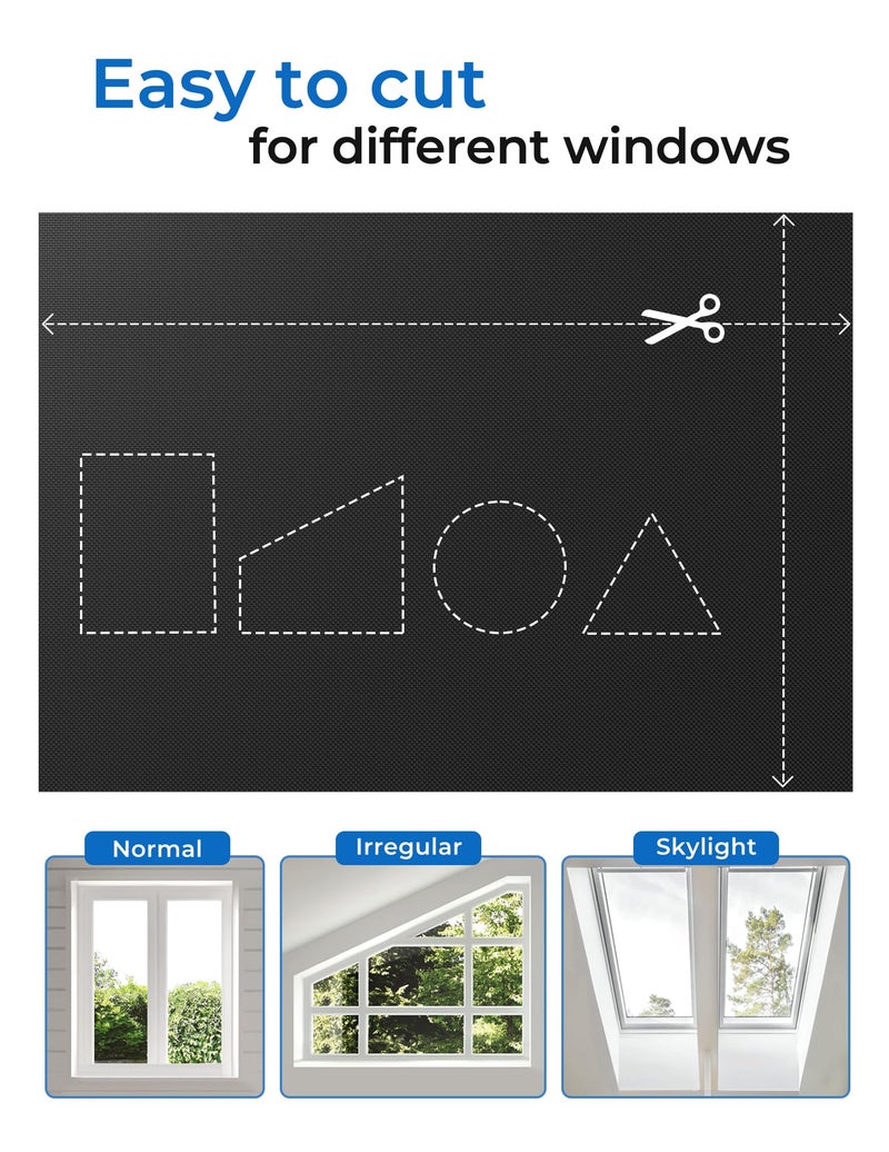 Sumobaby 50"x59" Portable Blackout Curtains, Blinds for Windows with Hook & Loop Tapes, 100% Blackout Window Shades, Curtains Easy to Cut Fit for Bedroom, Baby Room and TV Room (Black) - Image 4