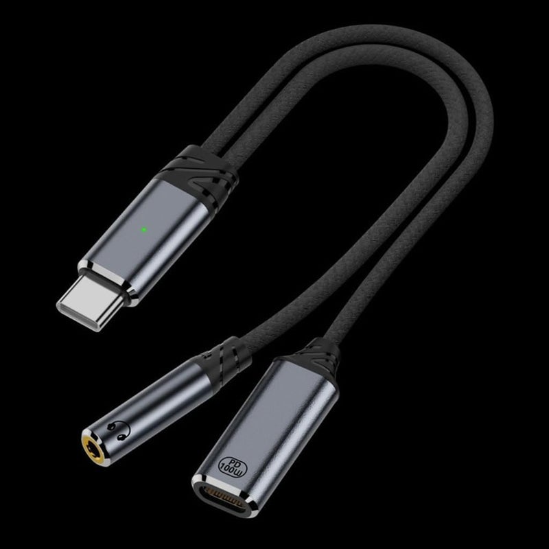 ETZIN كابل USB-C إلى سماعة 3.5 مم وكابل شحن USB C PD100W أنثوي للسفر والتنقل اليومي - Image 3