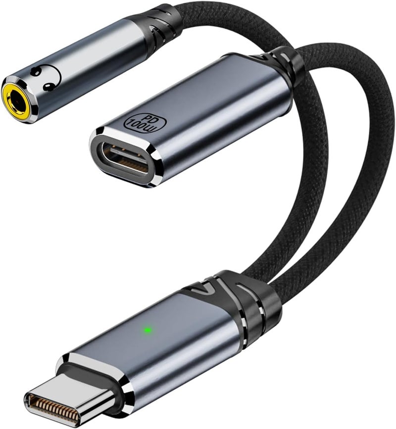 ETZIN كابل USB-C إلى سماعة 3.5 مم وكابل شحن USB C PD100W أنثوي للسفر والتنقل اليومي - Image 1