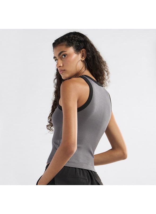 FAV Textured Tank Top with Crew Neck and Racerback  - Image 3