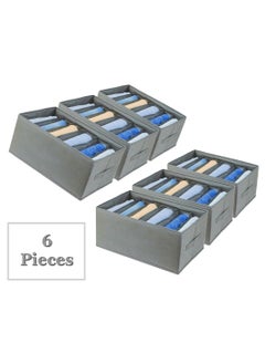 Generic 6 Pieces - Wardrobe & Drawer Clothes Organizer ( 6 Grids ) Foldable - Grey  - Image 1