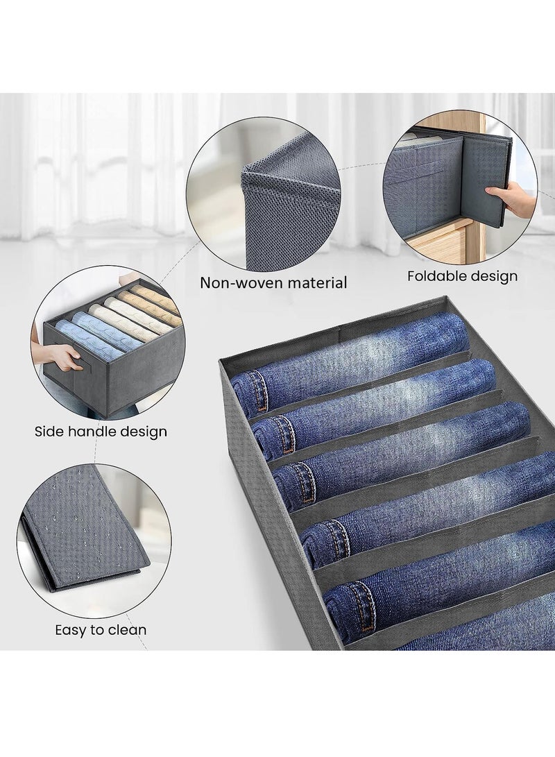 6 Pieces - Wardrobe & Drawer Clothes Organizer ( 6 Grids ) Foldable - Grey  - Image 3