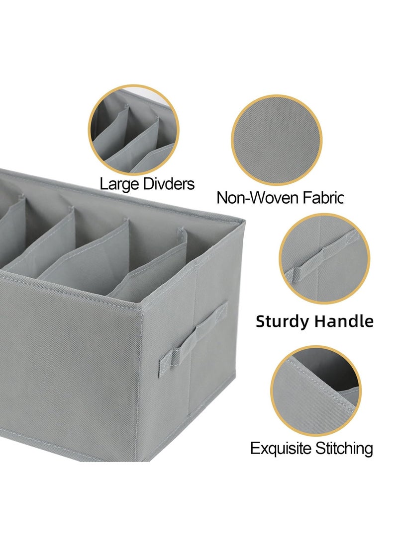 6 Pieces - Wardrobe & Drawer Clothes Organizer ( 6 Grids ) Foldable - Grey  - Image 4