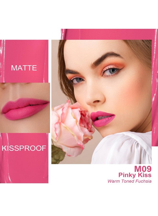 Oulac Kissproof Matte Liquid Pink Lipstick - Lip Stain Waterproof & Long Lasting Lip Tint with Vitamin E & Rose Oil High Pigment Color, Vegan & Cruelty-Free, Pink (M09) - Image 2
