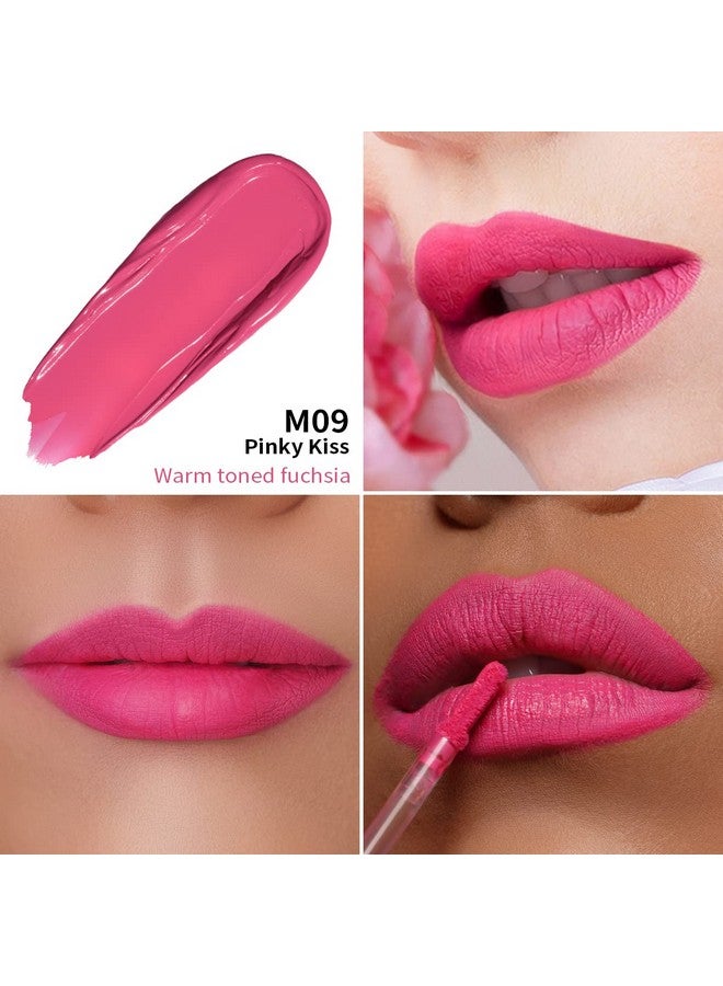 Oulac Kissproof Matte Liquid Pink Lipstick - Lip Stain Waterproof & Long Lasting Lip Tint with Vitamin E & Rose Oil High Pigment Color, Vegan & Cruelty-Free, Pink (M09) - Image 3