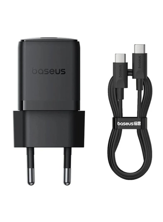 بيسوس Baseus Palm USB-C Network Charger with Cable, 30W, 3A, 1 x USB-C, Black P10111605113-01 BlACK - Image 1