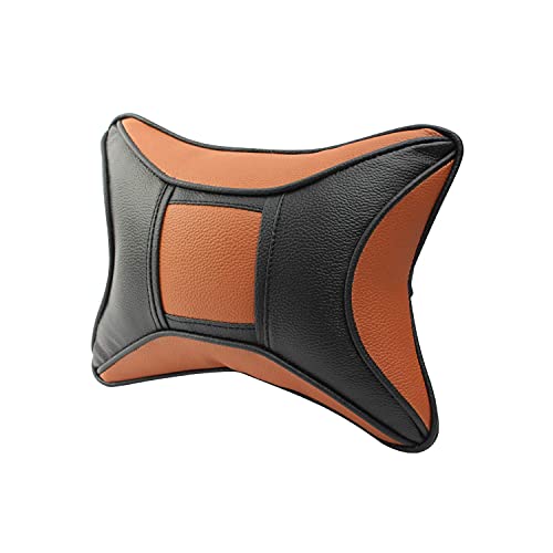 Auto Hub Car Neck Rest Pillow, Car Cushion for All Cars - PU Leather, Pack of 2 (Eye-Black-Tan) - Image 4