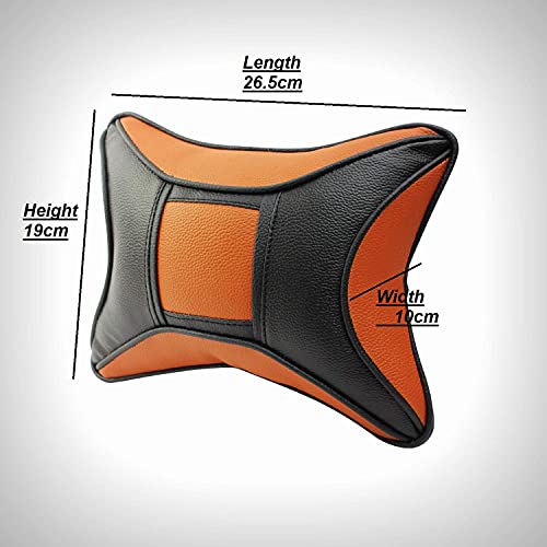 Auto Hub Car Neck Rest Pillow, Car Cushion for All Cars - PU Leather, Pack of 2 (Eye-Black-Tan) - Image 5