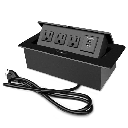 JACEPFY Conference Table Power Outlet PD20W Type-C Fast Charging Pop Up Table Hub Connection Box with 3AC Outlets and USB Port for Conference Room Kitchen Countertop - Image 1