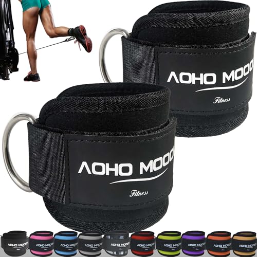 AOHO MOOON Comfortable Adjustable Ankle Straps for Cable Machines Women, Gym Workout Leg Straps, Ankle Cuffs for Glute Workouts, Foot Straps for Kickback, One Size Fit All with D Ring - Image 1