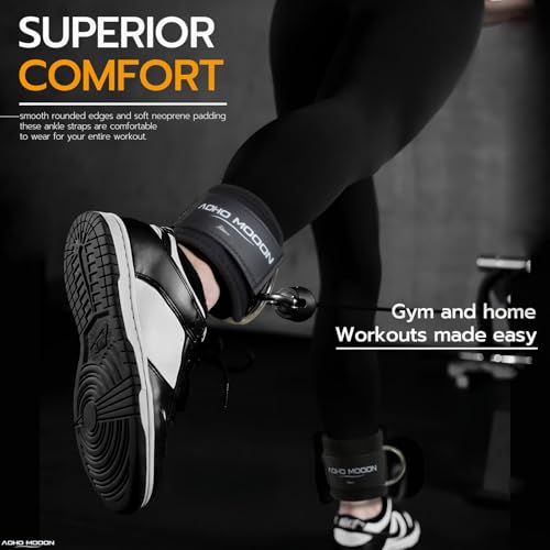 AOHO MOOON Comfortable Adjustable Ankle Straps for Cable Machines Women, Gym Workout Leg Straps, Ankle Cuffs for Glute Workouts, Foot Straps for Kickback, One Size Fit All with D Ring - Image 5