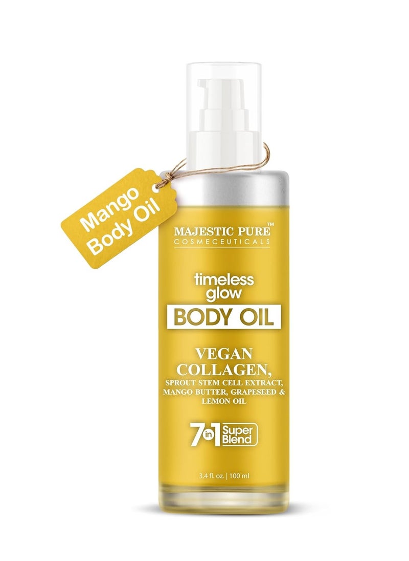 Majestic Pure Majestic Pure Moisturizing Body Oil |100% Pure Vegan Collagen with Grapeseed, Jojoba, Lemon Oil | After Shower Body Oils for Women and Men | Scented Radiant Skin Therapy Firming Massage Oil | 3.4Fl Oz  - Image 1