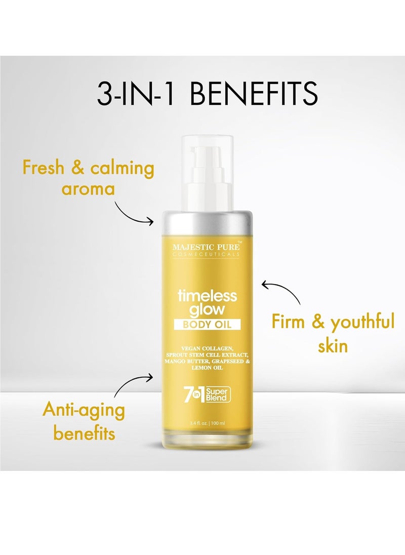 Majestic Pure Majestic Pure Moisturizing Body Oil |100% Pure Vegan Collagen with Grapeseed, Jojoba, Lemon Oil | After Shower Body Oils for Women and Men | Scented Radiant Skin Therapy Firming Massage Oil | 3.4Fl Oz  - Image 3