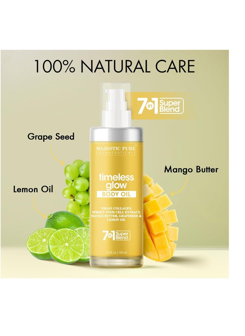 Majestic Pure Majestic Pure Moisturizing Body Oil |100% Pure Vegan Collagen with Grapeseed, Jojoba, Lemon Oil | After Shower Body Oils for Women and Men | Scented Radiant Skin Therapy Firming Massage Oil | 3.4Fl Oz  - Image 4