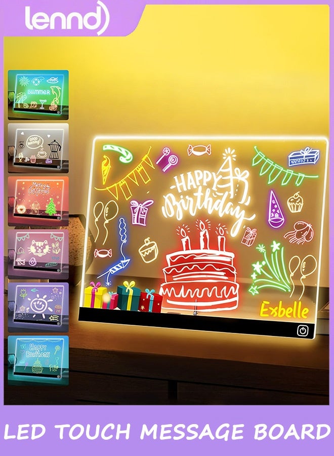 لينند لوحة ملاحظات رسالة الرسم LED 7 ألوان خفيفة من الأكريليك الجاف مع وضعين كإضاءة ليلية لغرفة الأطفال/المتجر/المكتب هدية مثالية لتزيين المهرجانات 7 علامات - Image 1