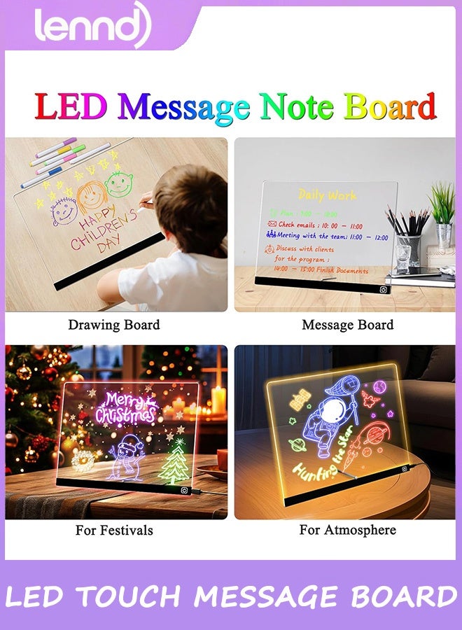 لينند لوحة ملاحظات رسالة الرسم LED 7 ألوان خفيفة من الأكريليك الجاف مع وضعين كإضاءة ليلية لغرفة الأطفال/المتجر/المكتب هدية مثالية لتزيين المهرجانات 7 علامات - Image 3