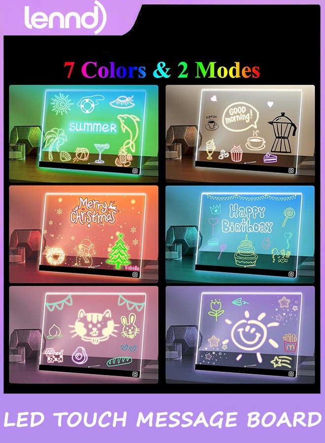 لينند لوحة ملاحظات رسالة الرسم LED 7 ألوان خفيفة من الأكريليك الجاف مع وضعين كإضاءة ليلية لغرفة الأطفال/المتجر/المكتب هدية مثالية لتزيين المهرجانات 7 علامات - Image 2