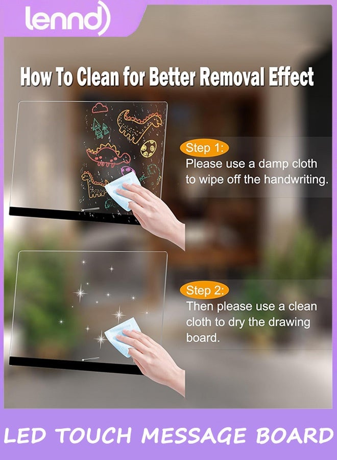 لينند لوحة ملاحظات رسالة الرسم LED 7 ألوان خفيفة من الأكريليك الجاف مع وضعين كإضاءة ليلية لغرفة الأطفال/المتجر/المكتب هدية مثالية لتزيين المهرجانات 7 علامات - Image 5
