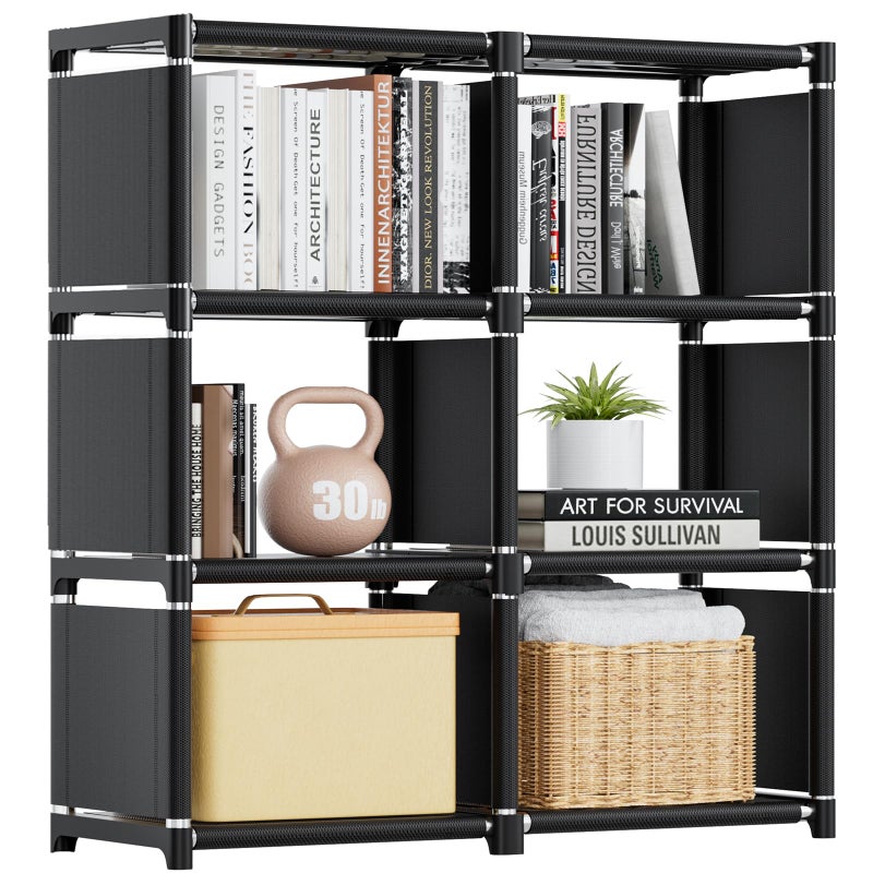 Mavivegue Book Shelf, 6 Cube Storage Organizer, DIY Bookcase, Metal Cube Bookshelf,Tall Book case for Bedroom, Living Room,Office,Closet Storage Organizer, Black Cubicle Storage Rack - Image 1