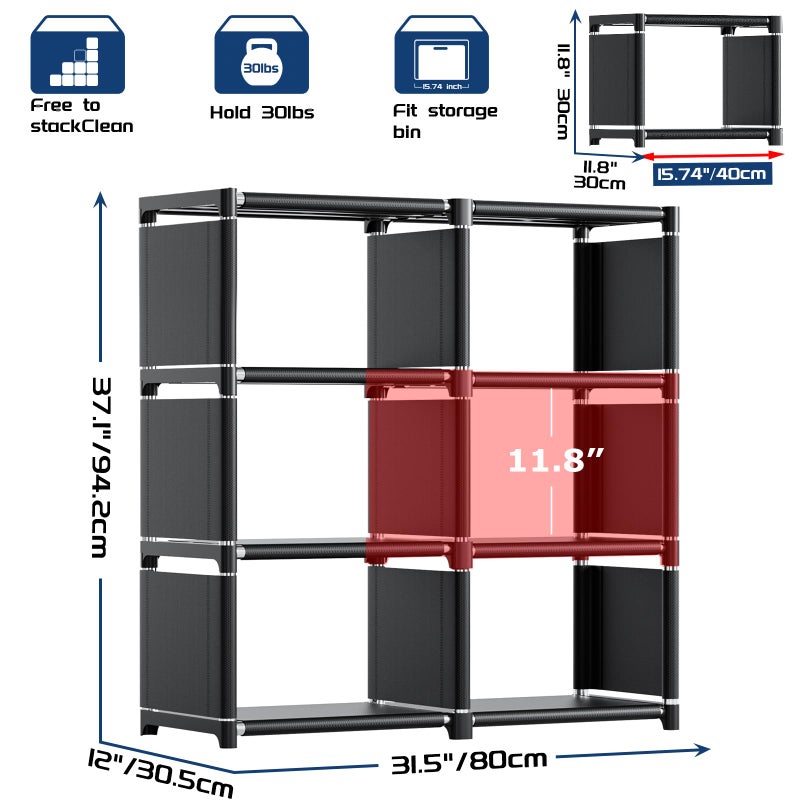 Mavivegue Book Shelf, 6 Cube Storage Organizer, DIY Bookcase, Metal Cube Bookshelf,Tall Book case for Bedroom, Living Room,Office,Closet Storage Organizer, Black Cubicle Storage Rack - Image 4