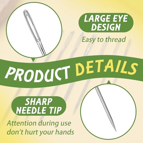 Fteven 25PCS Embroidery Needles, Large Eye Sewing Needles, 5 Size Hand Sewing Needles with Aluminium Storage Tube Threaders,Sewing Sharp Needles for Stitching Crafts, Quilting - Image 3
