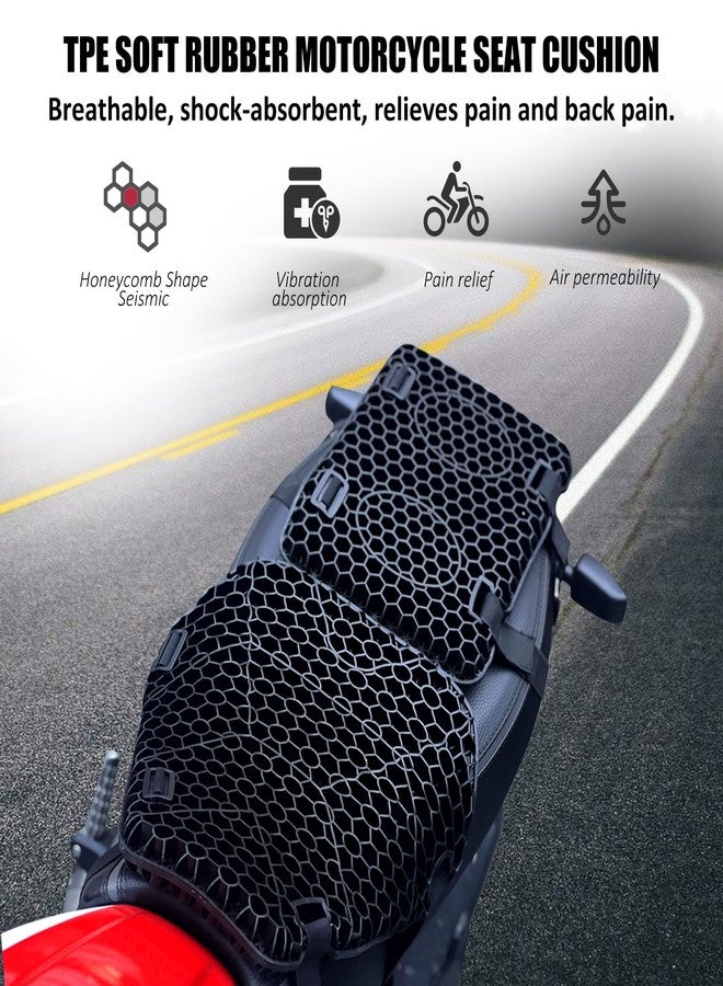 Seaadan1985 Motorcycle Gel seat Cushion Front and Rear Combo Kit－Soft Rubber Material Motorcycle Seat Cushion Pad, Cool and Breathable Travel Seat Cushion, Honeycomb Structure Seat Cushion，with seat Cover - Image 5