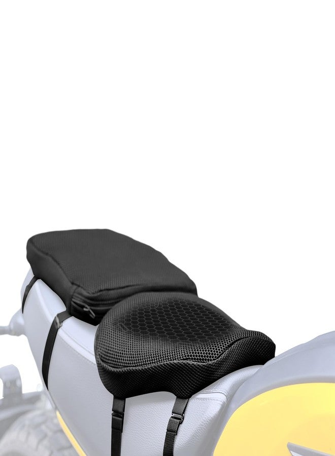 Seaadan1985 Motorcycle Gel seat Cushion Front and Rear Combo Kit－Soft Rubber Material Motorcycle Seat Cushion Pad, Cool and Breathable Travel Seat Cushion, Honeycomb Structure Seat Cushion，with seat Cover - Image 1