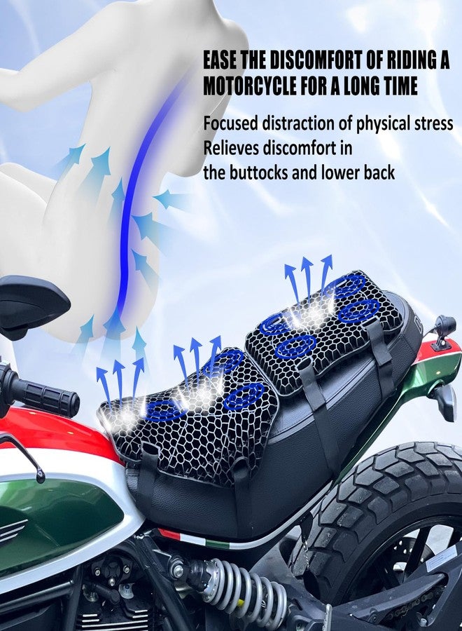 Seaadan1985 Motorcycle Gel seat Cushion Front and Rear Combo Kit－Soft Rubber Material Motorcycle Seat Cushion Pad, Cool and Breathable Travel Seat Cushion, Honeycomb Structure Seat Cushion，with seat Cover - Image 2