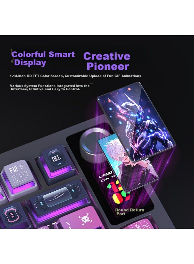 Langtu Lt75Pro High-End Wired/Wireless/Bluetooth Tri-Mode Mechanical Keyboard With Gasket Structure, Rgb Lighting Effects, Lcd Color Screen, And Carrot Switches - Image 2