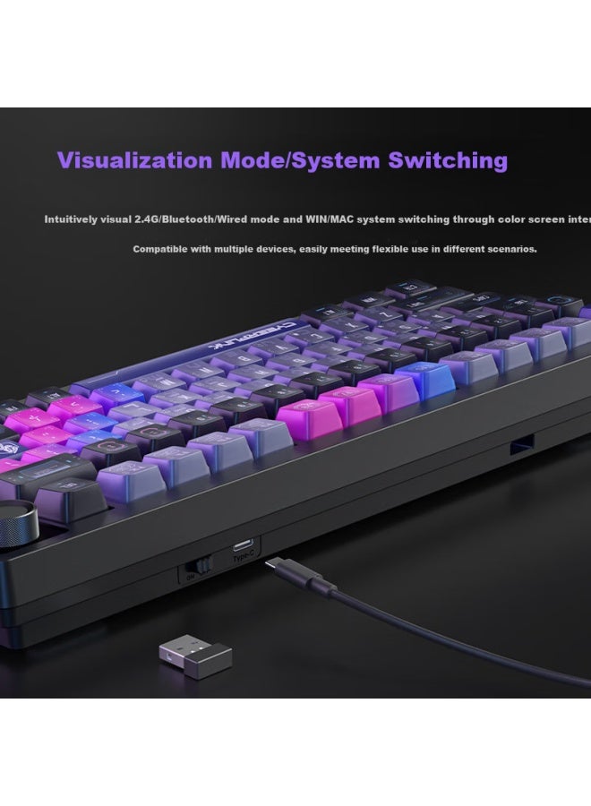 Langtu Lt75Pro High-End Wired/Wireless/Bluetooth Tri-Mode Mechanical Keyboard With Gasket Structure, Rgb Lighting Effects, Lcd Color Screen, And Carrot Switches - Image 5