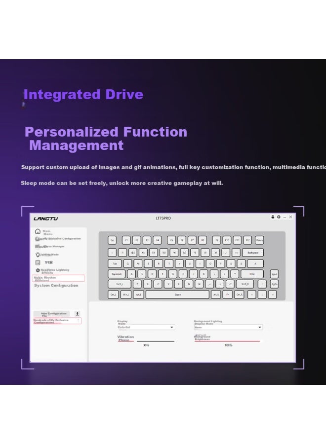 Langtu Lt75Pro High-End Wired/Wireless/Bluetooth Tri-Mode Mechanical Keyboard With Gasket Structure, Rgb Lighting Effects, Lcd Color Screen, And Carrot Switches - Image 3