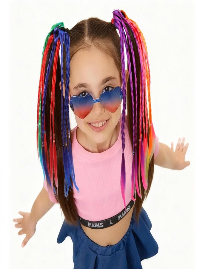 Exacoo 6pcs Colored Braided Ponytail Hair Extension for kids, Crazy Hair Day Accessories For Girls,Hair Stuff for Girls Rainbow Colorful Hair Extensions for kids - Image 3